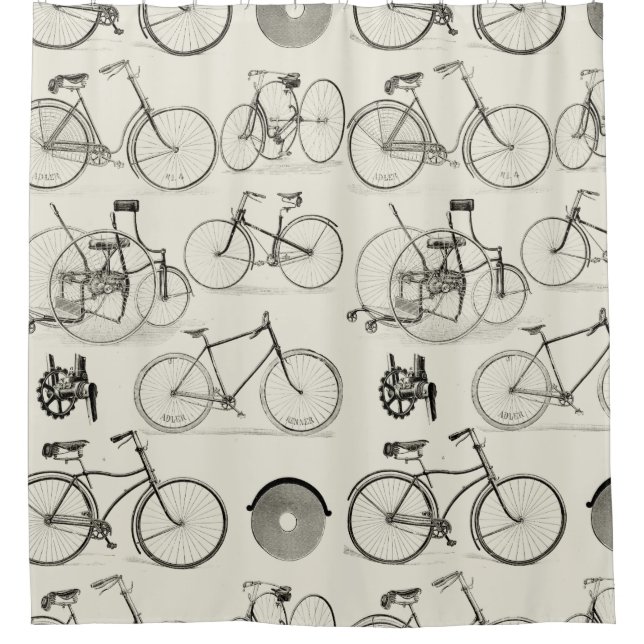 Vintage Bicycles Shower Curtain (Front)