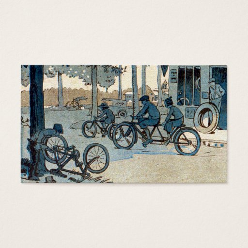 Customizable Vintage Bicycling Print Business Card