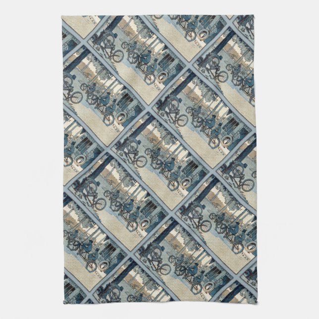 Vintage Bicycling Print Towel (Vertical)