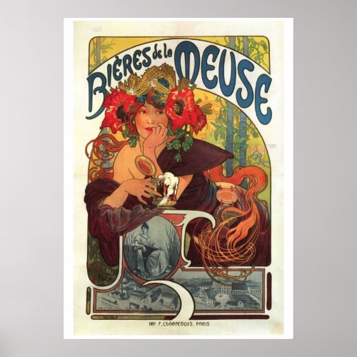 Vintage Bieres de la Meuse by Alphonse Mucha Poster