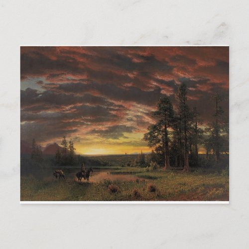 Vintage Bierstadt Painting Evening on the Prairie Postcard
