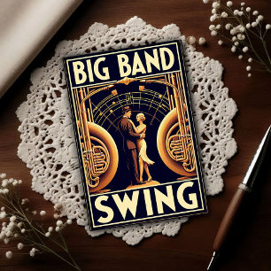 Vintage Big Band Swing Dance Poster Postcard