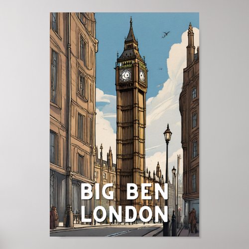 Vintage Big ben london great britian uk retro  Poster