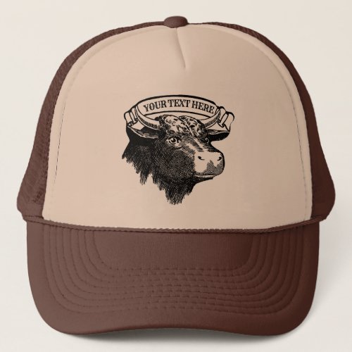 Vintage Big Bull with Banner Template Trucker Hat