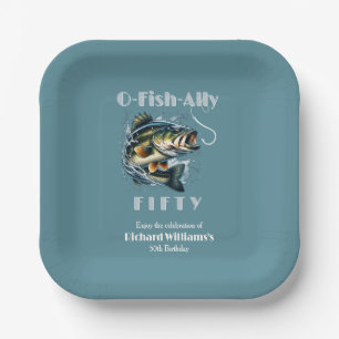 Vintage Big Fish The Bait OFishAlly 50th Birthday Paper Plates