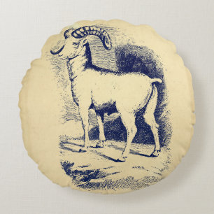 VINTAGE BIG HORN SHEEP ROUND PILLOW