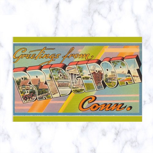 Vintage Big Letter Bridgeport Connecticut Postcard