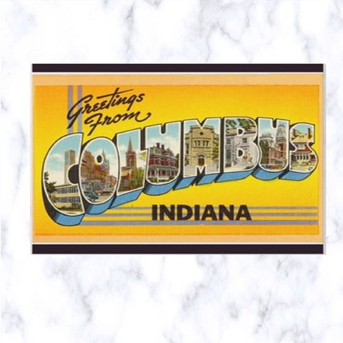 Vintage Big Letter Columbus Indiana Postcard