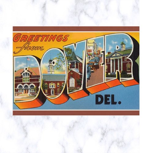 Vintage Big Letter Dover Delaware Postcard