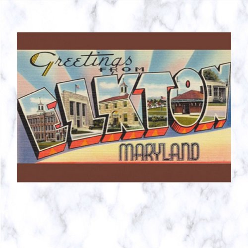 Vintage Big Letter Elkton Maryland Postcard