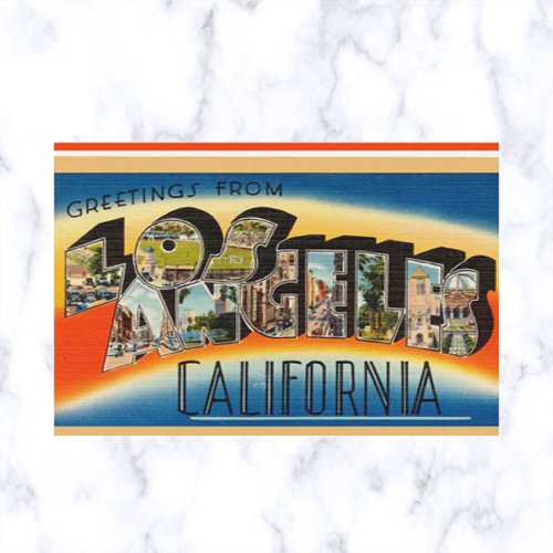 Vintage Big Letter Los Angeles California Postcard