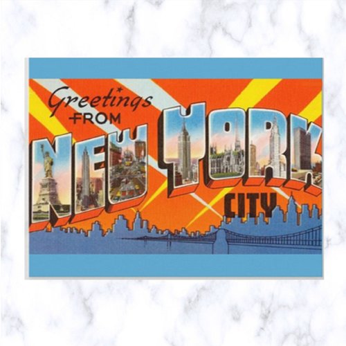 Vintage Big Letter New York City New York Postcard