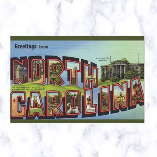 Vintage Big Letter North Carolina Postcard