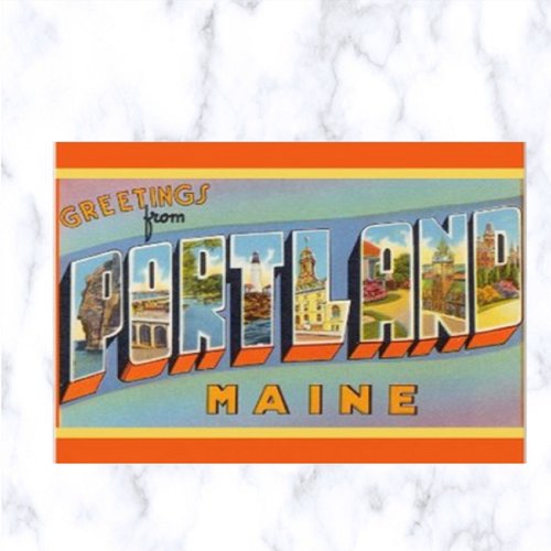 Vintage Big Letter Portland Maine Postcard