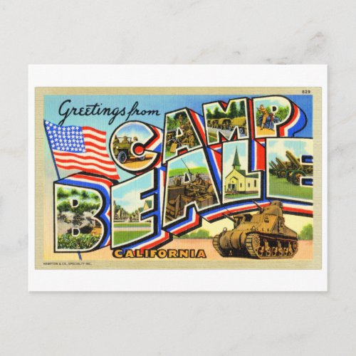 Vintage Big Letter Postcard Camp Beale CA