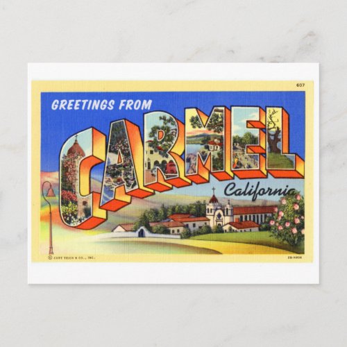 Vintage Big Letter Postcard Carmel CA