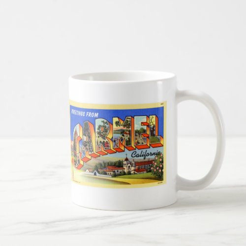 Vintage Big Letter Postcard Carmel CA Coffee Mug