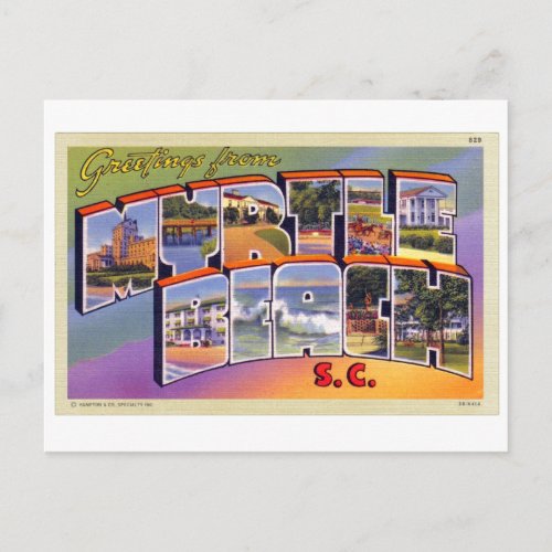 Vintage Big Letter Postcard Myrtle Beach SC