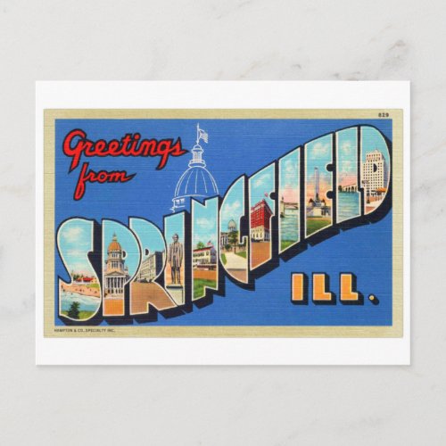 Vintage Big Letter Postcard Springfield IL