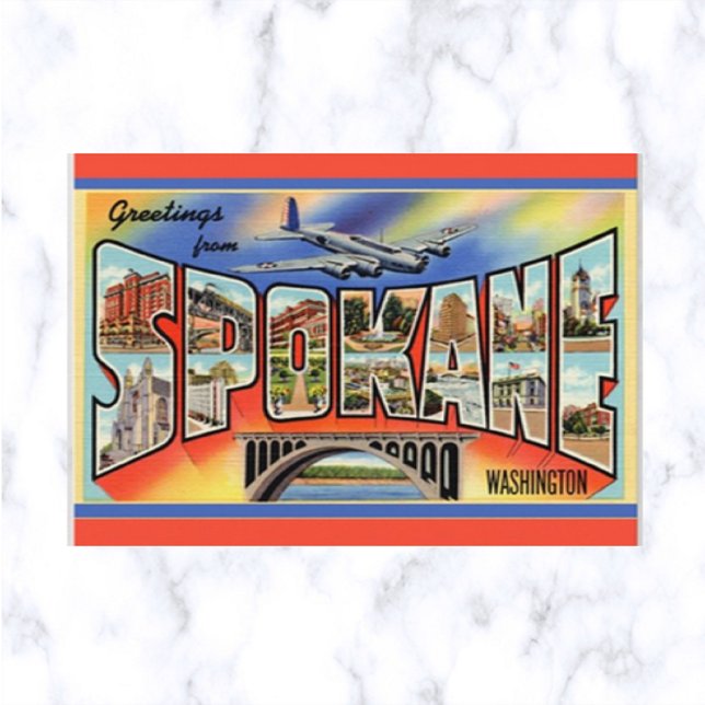 Vintage Big Letter Spokane Washington Postcard (Creator Uploaded)