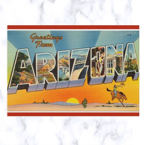 Vintage Big Letter Sunset in Arizona Postcard