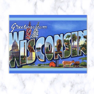 Vintage Big Letter Wisconsin Postcard