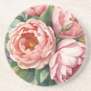 Vintage Big Pink Flowers Coaster