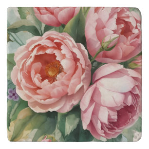 Vintage Big Pink Flowers Trivet