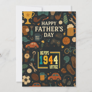 Vintage Big Pops 1944 81st Birthday Fathers Day Invitation