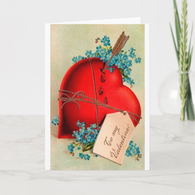 Vintage Big Red Bleeding Heart Valentine Postcard (Front)