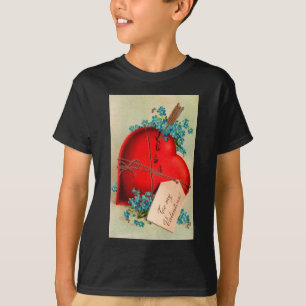 Vintage Big Red Bleeding Heart Valentine Postcard T-Shirt