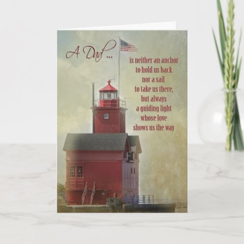 Vintage Big Red Lighthouse for Dad Card