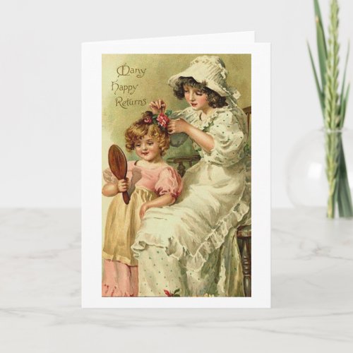 Vintage Big Sister Little Sister Holiday Card