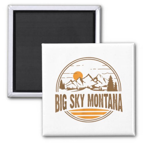 Vintage Big Sky Montana Mountain Hiking Souvenir Magnet