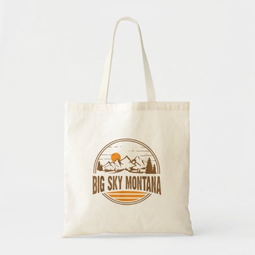 Vintage Big Sky Montana Mountain Hiking Souvenir Tote Bag