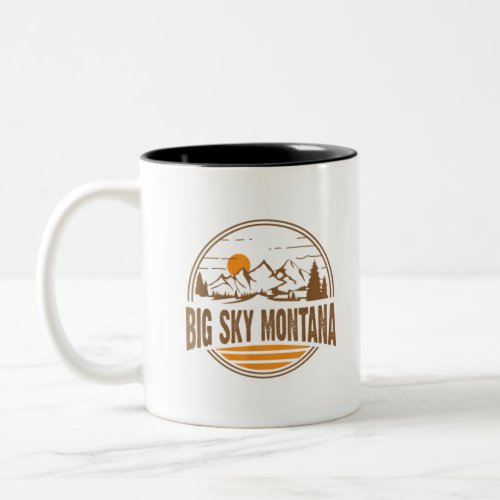 Vintage Big Sky Montana Mountain Hiking Souvenir Two_Tone Coffee Mug