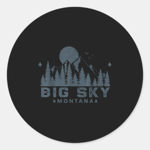 Vintage Big Sky Montana Mt Ski Mountain Outdoor Va Classic Round Sticker
