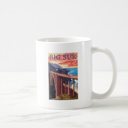 Vintage Big Sur Bixby Bridge USA Tourism Coffee Mug