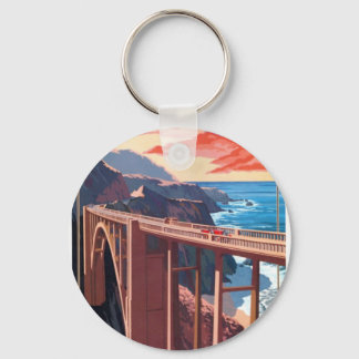 Vintage Big Sur Bixby Bridge USA Tourism Keychain