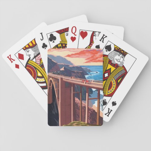 Vintage Big Sur Bixby Bridge USA Tourism Poker Cards