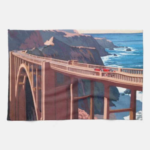 Vintage Big Sur Bixby Bridge USA Tourism Towel