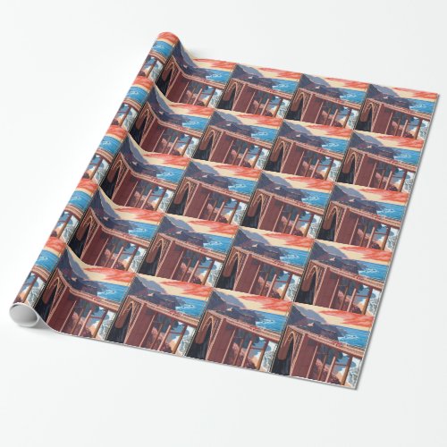 Vintage Big Sur Bixby Bridge USA Tourism Wrapping Paper