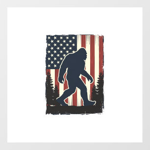 Vintage Bigfoot American Flag Forest Vector Design Floor Decals
