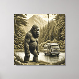 Vintage Bigfoot and RV Camper Canvas Print