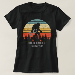 Vintage Bigfoot Brain Cancer Survivor Gray Ribbon T-Shirt