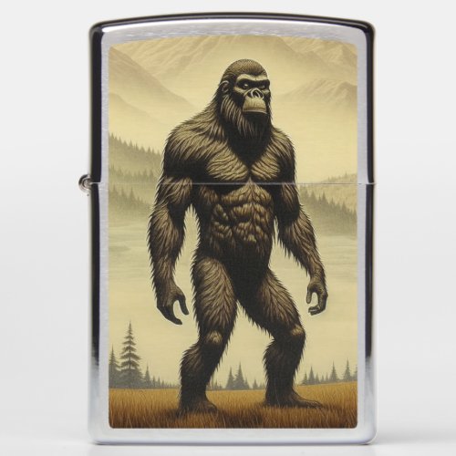 Vintage Bigfoot in the Mountains and Pines Zippo Lighter