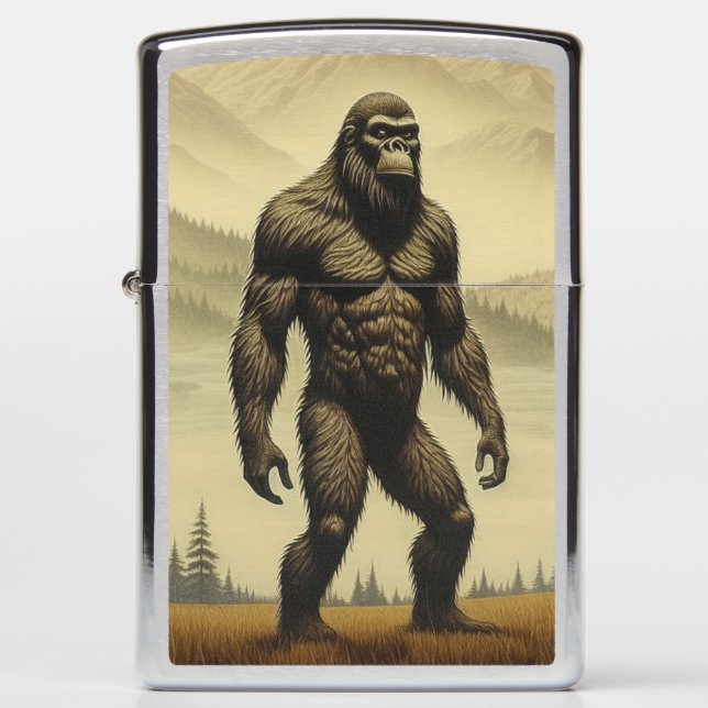 Vintage Bigfoot in the Mountains and Pines Zippo Lighter (Front)