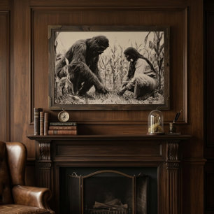 Vintage Bigfoot Native American Acrylic Art