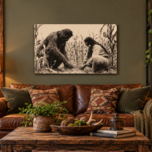 Vintage Bigfoot Native American Acrylic Art
