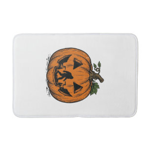 Vintage Bigfoot Pumpkin Halloween Vector Design_1 Bath Mat